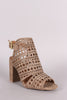 Qupid Perforated Mule Chunky Heel