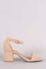 Bamboo Nubuck Ankle Strap Open Toe Block Heel