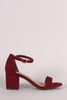 Bamboo Suede Ankle Strap Open Toe Block Heel
