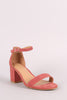 Bamboo Suede Ankle Strap Open Toe Block Heel