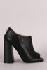 Qupid Retro Open Toe Chunky Heel Booties