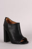 Qupid Retro Open Toe Chunky Heel Booties
