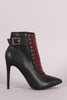 Quilted Buckled Pointy Toe Stiletto Booties