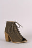 Liliana Perforated Nubuck Chunky Heeled Ankle Boots