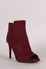 Qupid Suede Crisscross Slashed Stiletto Booties