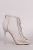 Qupid Geo Cutout Mesh Peep Toe Ankle Boots