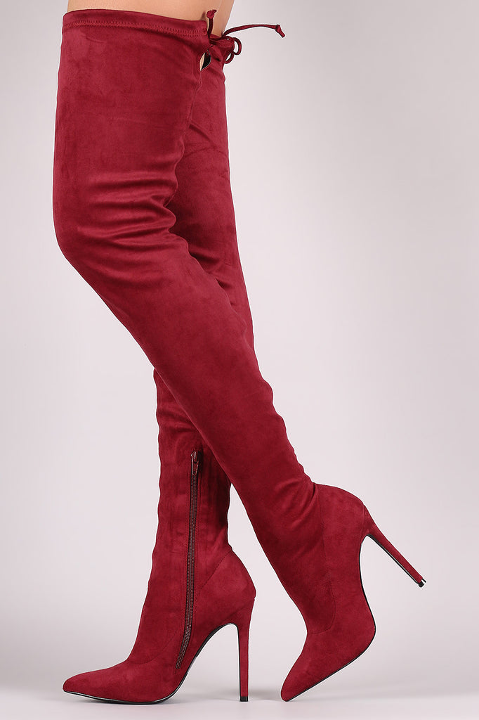 Liliana Suede Over The Knee Pointy Toe Boots