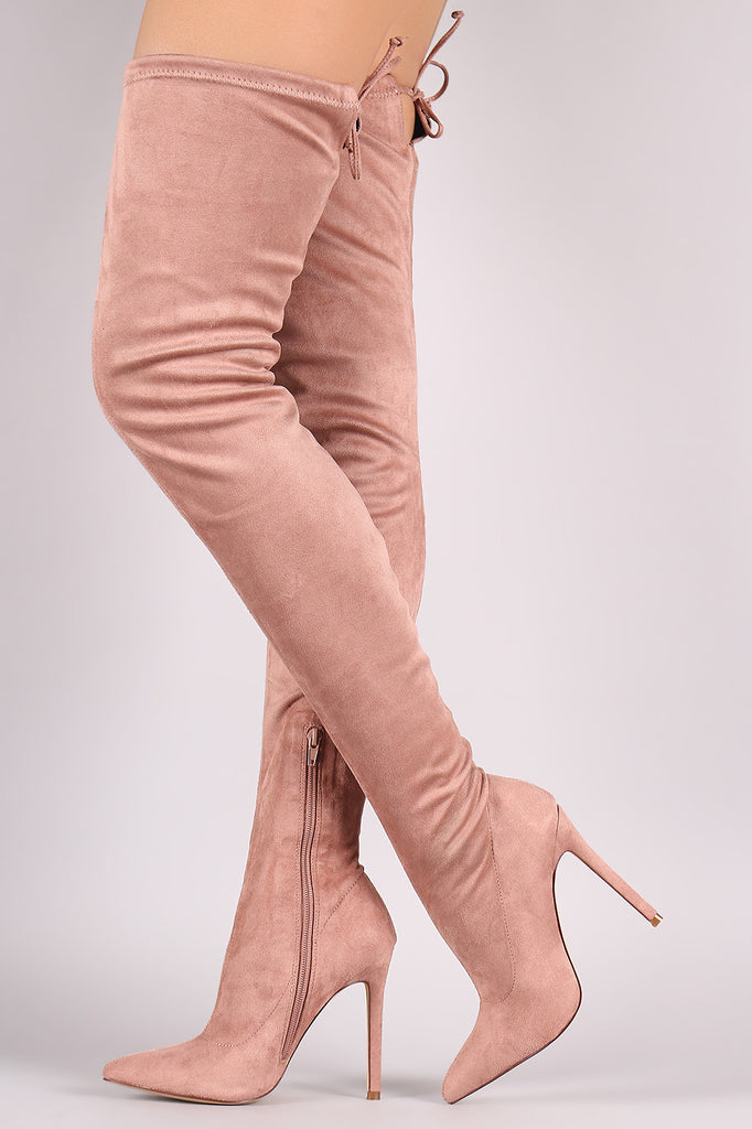 Liliana Suede Over The Knee Pointy Toe Boots