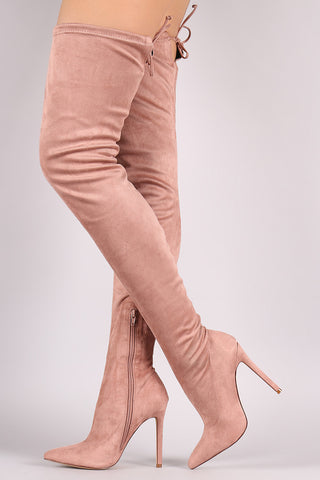 Liliana Suede Over The Knee Pointy Toe Boots