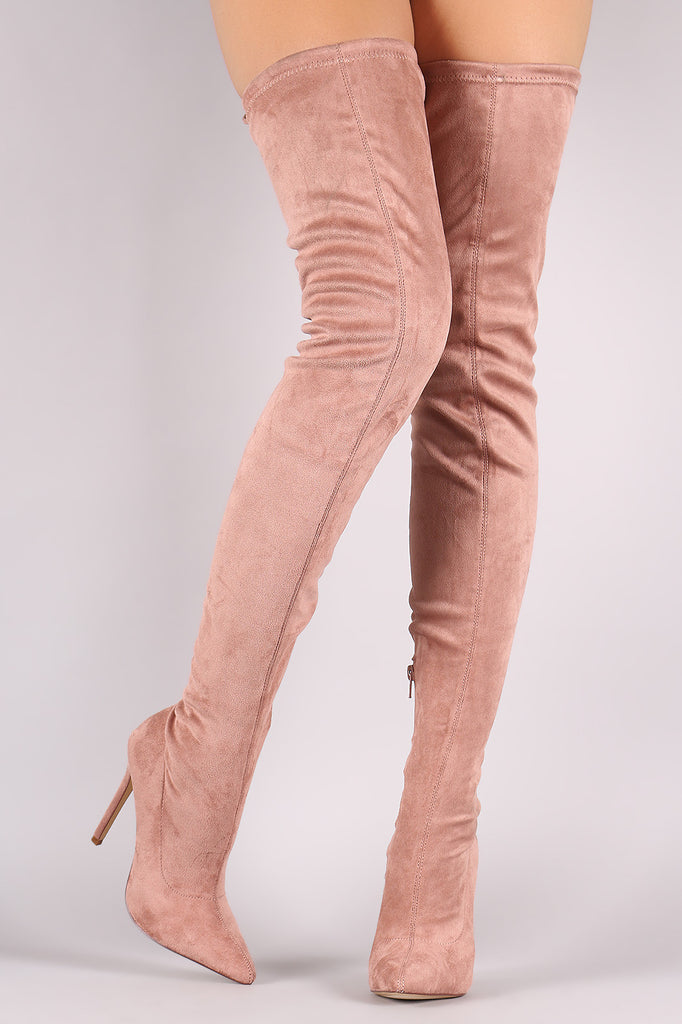 Liliana Suede Over The Knee Pointy Toe Boots