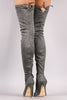 Pointy Toe Drawstring Tie Stiletto Suede Over-The-Knee Boots