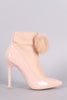 Privileged Pom Pom Zip Up Front Stiletto Heeled Booties