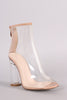 Lucite Peep Toe Rounded Heel Ankle Boots