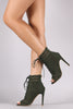 Perforated Cage Lace Up Booties