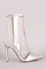 Patent Mesh Inset Pointy Toe Stiletto Ankle Boots