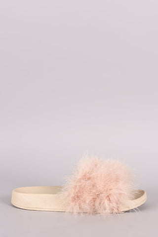 Feather Open Toe Slide Sandal