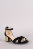 Qupid Crisscross Ankle Strap Blocked Heeled Sandal