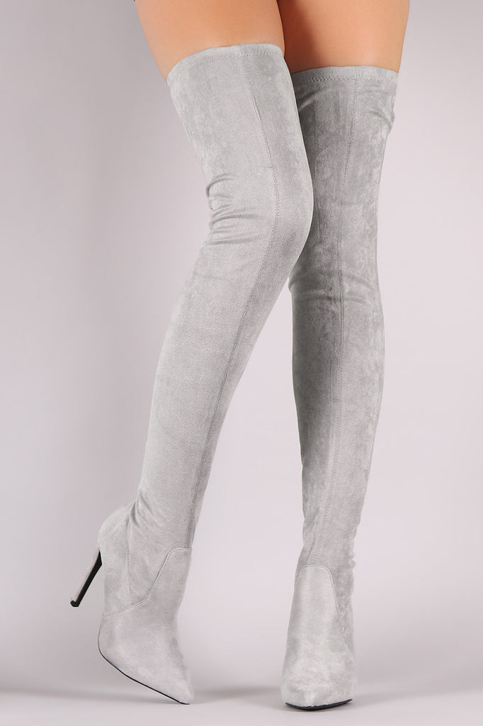 Pointy Toe Stiletto Suede Over-The-Knee Boots