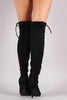 Suede Fitted Pointy Toe OTK Stiletto Boots