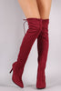 Suede Fitted Pointy Toe OTK Stiletto Boots