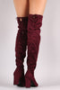 Delicious Suede Drawstring Chunky Heeled Boots
