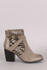 Qupid Suede Geo Cutout Buckled Chunky Heeled Booties