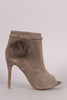 Shoe Republic LA Suede Pompom Stiletto Ankle Boots