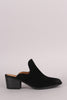 Qupid Suede Embroidery Mule Blocked Heel