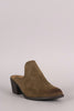 Qupid Suede Embroidery Mule Blocked Heel