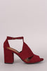 Bamboo Suede Cutout Ankle Strap Chunky Mule Heel