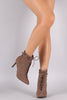 Bamboo Suede Pointy Toe Lace Up Booties