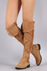 Suede Side Fur Trim Lace Up Riding Boots