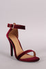 Anne Michelle Velvet Open Toe Ankle Strap Heel