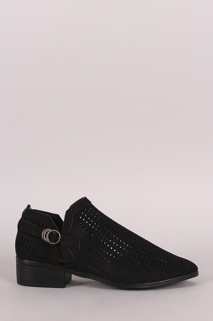 Bamboo Perforated Almond Toe Booties