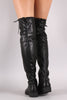 Drawstring Tie Round Toe Over-The-Knee Riding Boots