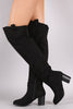 Suede Western Chunky Heeled Over-The-Knee Boots