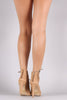 Perforated Suede Peep Toe Lace-Up Stiletto Booties