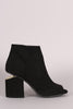 Qupid Peep Toe Metallic Slit Booties