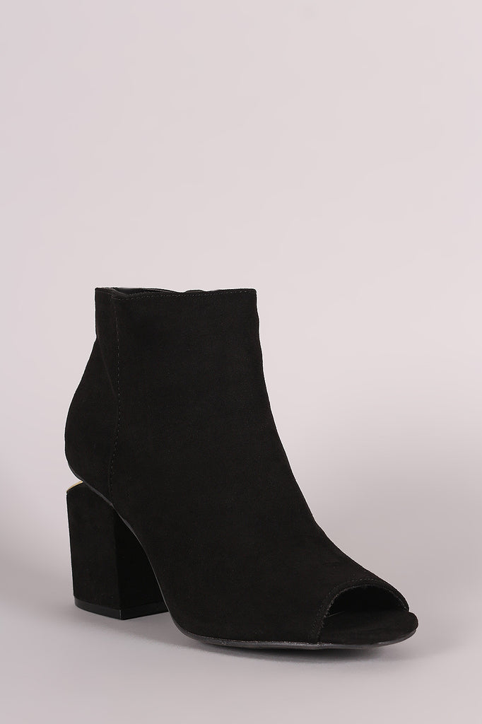 Qupid Peep Toe Metallic Slit Booties
