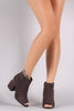 Qupid Peep Toe Metallic Slit Booties
