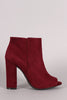 Bamboo Plain Suede Peep Toe Chunky Heeled Booties