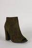 Bamboo Plain Suede Peep Toe Chunky Heeled Booties