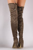 Suede Drawstring-Tie Thick Heeled Over-The-Knee Boots