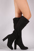 Bamboo Plain Suede Chunky Heeled Knee High Boots