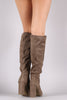Bamboo Plain Suede Chunky Heeled Knee High Boots