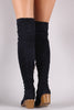 Corset Lace Almond Toe Fitted OTK Boots