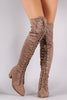 Corset Lace Almond Toe Fitted OTK Boots