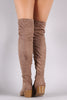 Corset Lace Almond Toe Fitted OTK Boots