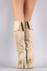 Suede Pointy Toe Lace Up Stiletto Over-The-Knee Boots