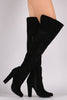 Shoe Republic LA Suede Chunky Heel OTK Boots